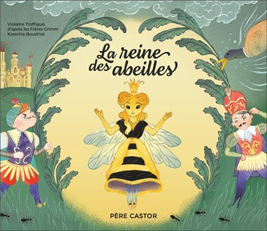 L'image représente une abeille avec une couronne sur la tête et deux gardes à ses cotés qui la regarde avec méchanceté.